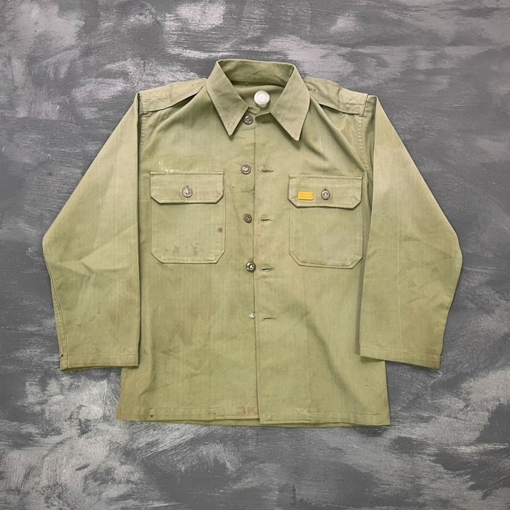 vintage us military button up shirt men small green‎ 1950s OG 107